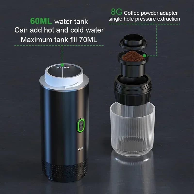 Pārnēsājama 3-in-1 espresso kafijas mašīna