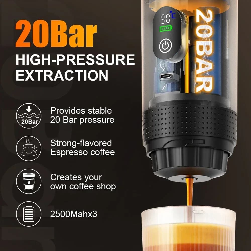 Pārnēsājama espresso kafijas mašīna 3-in-1