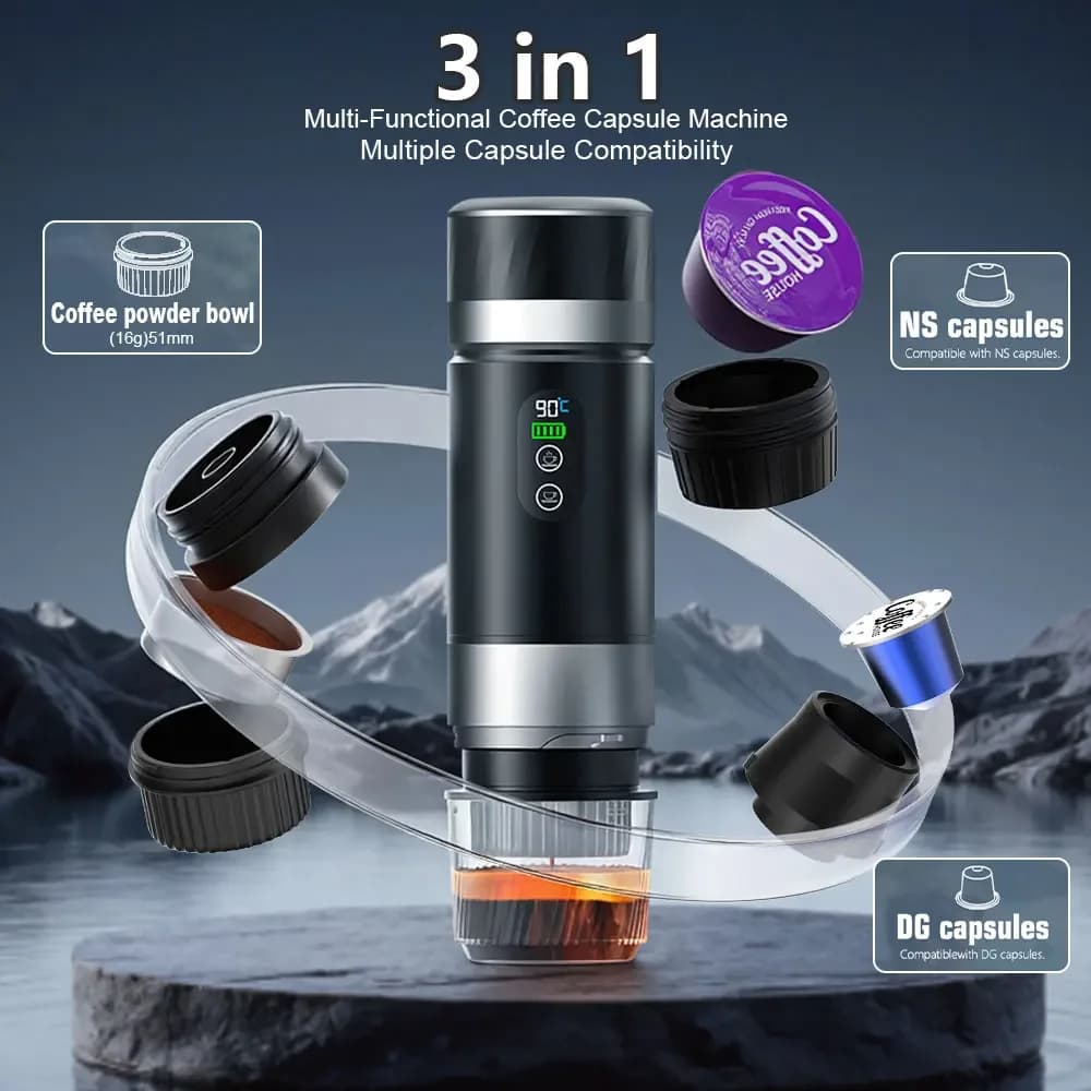 Pārnēsājama espresso kafijas mašīna 3-in-1