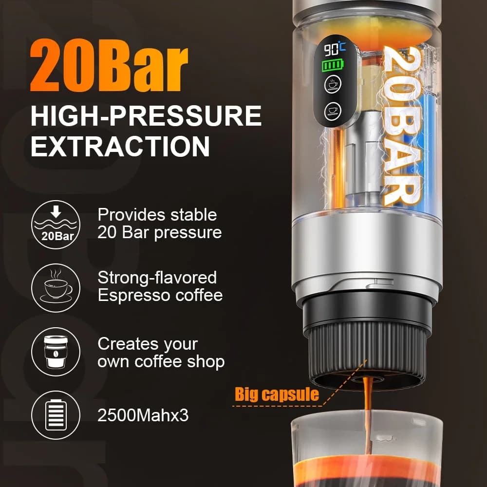 Pārnēsājama espresso kafijas mašīna 3-in-1